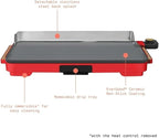 Electric Griddle 12x22 Inch with Backsplash, Nonstick Cooking Surface, Adjustable Temperature Control (Tomato Red)