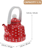 Cabilock Enamel Tea Kettle - Stovetop Teapot with Handle, 1.1 Quart Fast Heating Hot Water Pot for Gas, Induction, Electric, Farmhouse Kitchen Decoration (No Whistling)