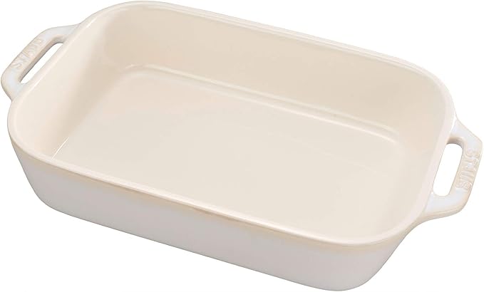 Staub Dish 40511-883 Rectangular Dish, Ivory, 10.6 x 7.9 inches (27 x 20 cm), Ceramic Au Gratin Dish, Oven Safe and Microwave Safe