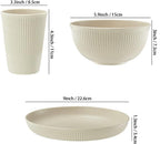 18 Piece Wheat Straw Dinnerware Set – Unbreakable Reusable Plates & Bowls