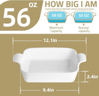 Sweejar Ceramic Baking Dish, 9 x 9 Cake Baking Pan for Brownie, Porcelain Square Bakeware with Double Handle for Casserole, Lasagna, Family Dinner (Red)