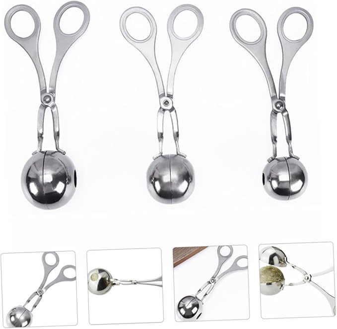 MAGICLULU 304 Stainless Steel Meatball Maker Tool 3-Piece Set for Easy Meatball and Fish Ball Making Non-Stick Kitchen Gadget for Home Cooking