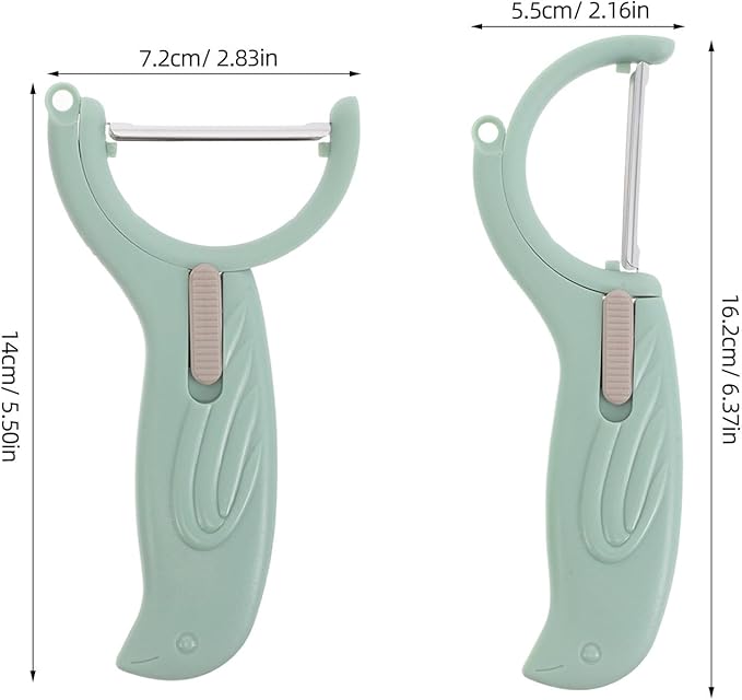 Abaodam 3pcs Rotating Multi-function Vegetable Fruit Peeler Set with Stainless Steel Blades for Peeling Slicing and Grating Kitchen Use in Khaki Blue and Green