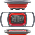 Over the Sink Collapsible Colander Strainer (5 Quart) with Extendable Handles, BPA Free Silicone Kitchen Strainer for Vegetables, Fruit & Pasta, Foldable Sink Colander Basket (1pc red)