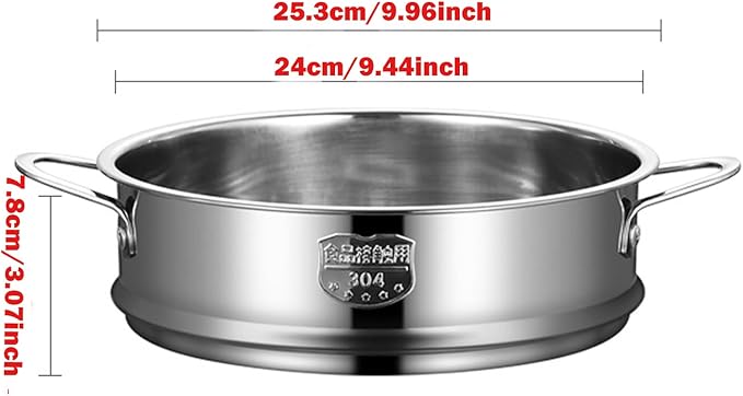 BinaryABC Stainless Steel Dumpling Steamer Basket for Pot,24cm Steamer Insert for Food Veggie Rice Noodle Roll (9.44INCH)