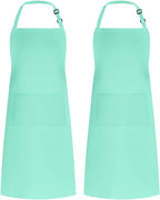 Syntus Apron for Men Women, Adjustable Cooking Kitchen Chef Aprons with 2 Pockets, Cotton/Polycotton/Polyester