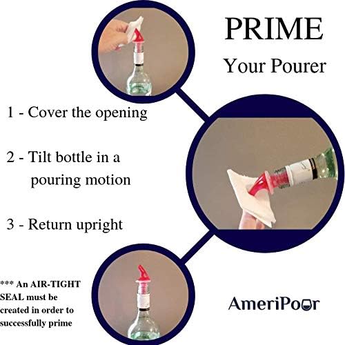 Measured Pourer - Liquor Bottle Pourers - Collared -(10pk) Made 100% In The USA. Bar Spouts That Don't Leak - No Cracks, Just A Perfect Cocktail Pour Everytime. Great for Wine Too!(1.25)