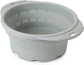 Dexas 10" Collapsible Silicone Colander in Sage, Kitchen Strainer with Handles, 15.1 Cup Capacity | BPA-Free, Heat-Resistant, Space-Saving Kitchen Tool
