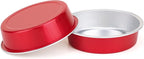 Beasea Disposable Mini Pie Tins with Lids, 50 Pack 4” 8oz Bright Red Aluminum Baking Foil Tins Small Round Tart Container for Individual Dessert Cupcake Muffin Cheesecake Ramekin Quiche Oven Dishes