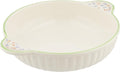 Banko Ware 14085 Oven-safe, Round Au Gratin Dish, Small Flower Green Line, Diameter Approx. 8.1 inches (20.5 cm), Microwave Safe, Made in Japan