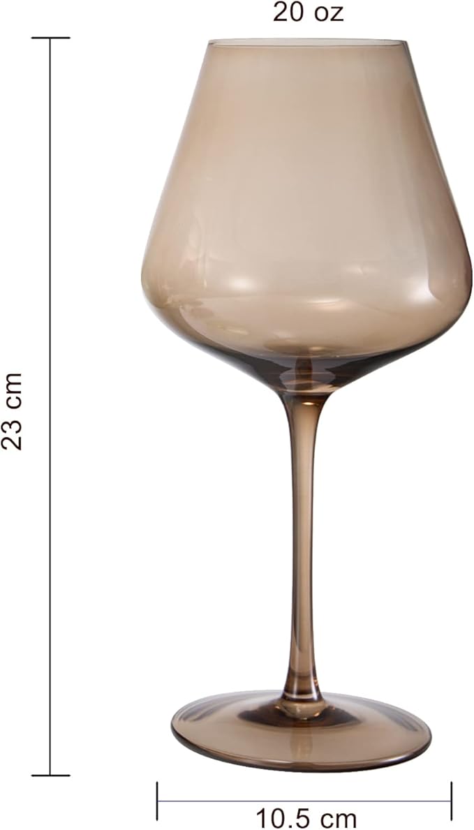 Terracotta Mars Collection Colored Crystal Wine Glass Set of 5, Gift For Him, Mom Dad Friend - 20 oz Glasses, Unique Italian Style Tall Drinkware - Red & White, Beautiful Glassware