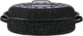 Granite Ware 15-Inch Covered Oval Roaster - Enamel Steel Basic Cookware, Nonstick & Chemical-Free, Dishwasher Safe - 10 Lb Capacity, Large Roasting Pan for Meats, Poultry, Vegetables (Speckled Black)