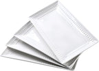 14 inch Ceramic Serving Platter - Rectangular Serving Trays Set of 4, Large Embossed Plates, Porcelain White Platters for Steak, Appetizer, Dessert, Tacos, Housewarming, Oven Dishwasher Safe