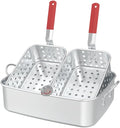 FireRiot 18QT Aluminum Deep Fryer Pot with Baskets & Heat-Resistant Silicone Handles - Lightweight & Durable Fish Fryers Outdoor Cooking - Rectangular Fish Fryer Basket for Outdoor Fryer