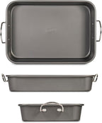 Glad Roasting Pan Nonstick 11x15 - Heavy Duty Metal Bakeware Dish with Rack - Large Oven Roaster Tray for Baking Turkey, Chicken, and Veggies