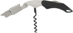 True Sommelier Waiters Corkscrew Wine Opener, Stainless Steel with Built-in Bottle Opener and Sharp Foil Cutter for Bartenders, Home Bar, Kitchen, Travel, Gifts for Wine Lovers, Set of 1, Black