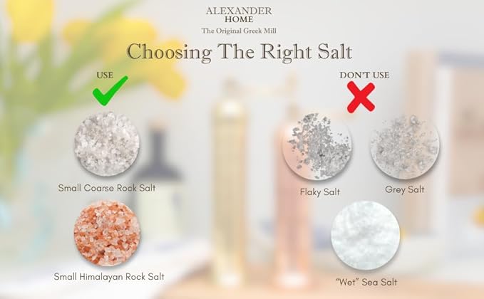 Alexander Home The Original Greek Salt Mill 9 Inch Tall | European Salt Mill Grinder with Crank Handle | Manual Salt Grinder | Salt Refillable - Copper