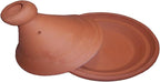 Treasures of Morocco Moroccan Handmad Safe Cooking Tagine, Round, Brown, 10 inches Across, Medium, Non Glazed, Traditional