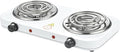 Compact and Portable Countertop Burner- Countertop Double Coiled Burner 2000 Watts Electric Hot Plate Temperature Controls White