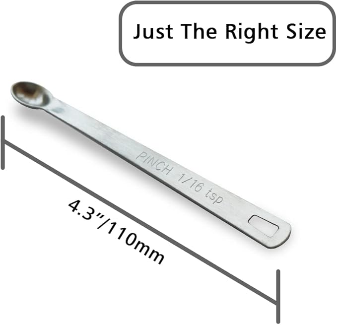 5PCS 1/16 Teaspoon(1/16tsp, 0.31ml, Pinch) Single Tiny Measuring Spoon, Small Individual Stainless Steel Measure Spoons Only