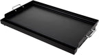 LotFun 30" x 15" Carbon Steel Cooking Griddle for Outdoor Gas Grill, Universal Griddle Flat Top Plate Insert with Grease Groove and Removable Handles for Electric/Charcoal/Gas Grill, Camping,Party