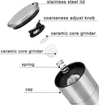 Gulex® Salt and Pepper Grinder Set, Pepper Mill, Sea Salt Shaker Grinder Refillable, Adjustable Coarseness, Stainless Steel with Ceramic Rotor(Seasoning not included)