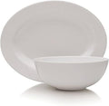 Mikasa Delray 14-Inch Oval Platter and 9-Inch Vegetable Bowl Set, White - 5188294