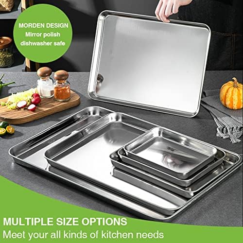 Stainless Steel Baking Pan, Large Cookie Sheet Set for Toaster Oven Tray Pans by Umite Chef, Superior Mirror Finish, Easy Clean, Dishwasher Safe, 12 x 10 x 1 inch, 3 Piece/set
