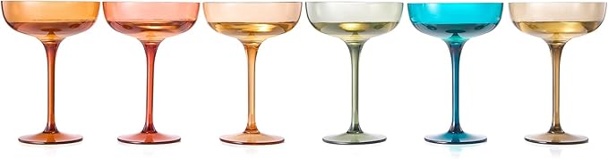 Plastic Acrylic Shatterproof Martini, Margarita, Champagne & Cocktail Unbreakable Glasses, Large Coupe Glasses 15oz, 6 Set, Tritan European Design Drinkware, BPA-free,Reusable, Pool, Indoor & Outdoor