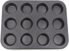 1 Pack black stainless steel muffin pan，muffin pans nonstick 12，cupcake tin，cup cake pans for baking