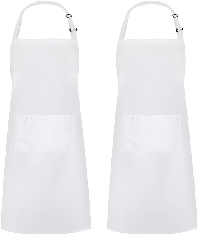 Syntus Apron for Men Women, Adjustable Cooking Kitchen Chef Aprons with 2 Pockets, Cotton/Polycotton/Polyester