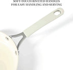Martha Stewart Heathland Premium Nonstick PFA Free Ceramic Interior 10-Piece Tapered Aluminum Cookware Set - Linen White