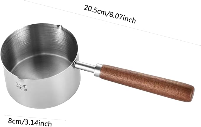BinaryABC Mini Sauce Pan Cooking Pot, Stainless Steel with Pour Spout, 250ml