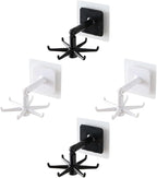 GLEAVI 4pcs 360-degree Rotatable Kitchen Utensil Hooks, Wall-Mounted Heavy Load Hanging Hooks for Kitchenware, Under Cabinet Sticky Holders in Black and White