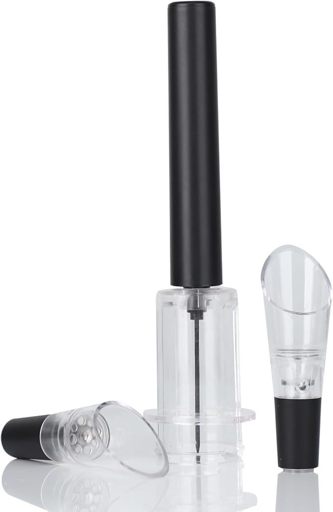 Air Pressure Pump Bottle Opener With Wine Pour Spout,Funny And Effortlessly Wine Opener+Efficient And Lightweight Wine Aerator Pourers,Great For Wine Lovers, Black (3)