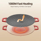 Electric Indoor Grill Nonstick Smokeless, 14 Inch Round Griddle with Temperature Control, Includes Oil Brush & Food Tongs for Kitchen, BBQ, Pan Searing Steak, Pancakes