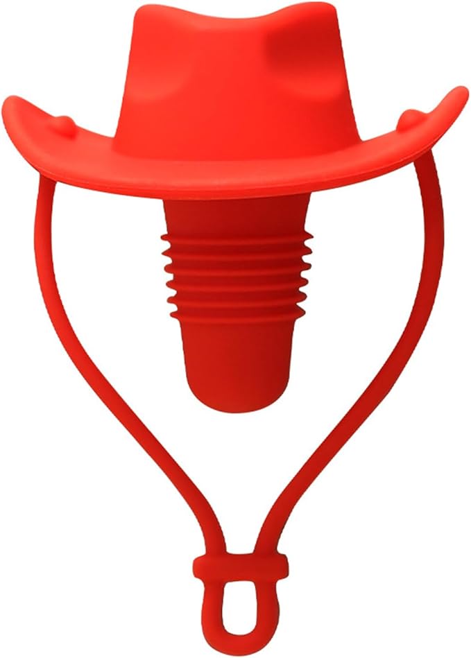 Silicone Wine Stopper, Funny Hat Shaped Wine Stoppers Decorative Wine Sealer Bottle Caps, Cute Kitchen Gadgets Wine Accessories Tools Gifts (Red)