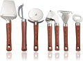 6-Piece Kitchen Tools and Gadgets Set with Wood Imitation Handle BRIIEC Stainless Steel Cooking Utensils Kitchen Accessories Includes Can Opener Garlic Press Peeler