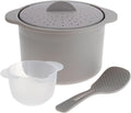 Microwave Rice & Grain Cooker – Easy Cook Container with Locking Lid, Heat-Resistant Handles – Includes Measuring Cup & Mixing Paddle – Cooks Rice, Grains, Veggies & More