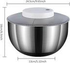 Automatic Electric Salad Spinner, 5L Type-C Rechargeable Lettuce Spinner Stainless Steel Salad Rotator Lettuce Washer and Spinner Dryer for Salad Greens, Lettuce, Fruits and Vegetables