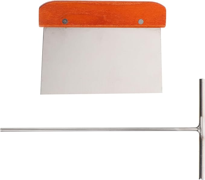 KALLORY Stainless Steel Pancake Spreader and Scraper Set, Small round Portable Crepe Tool with Handheld Design for Home Cooking and Crepe Making, 2pcs Kitchen Gadget