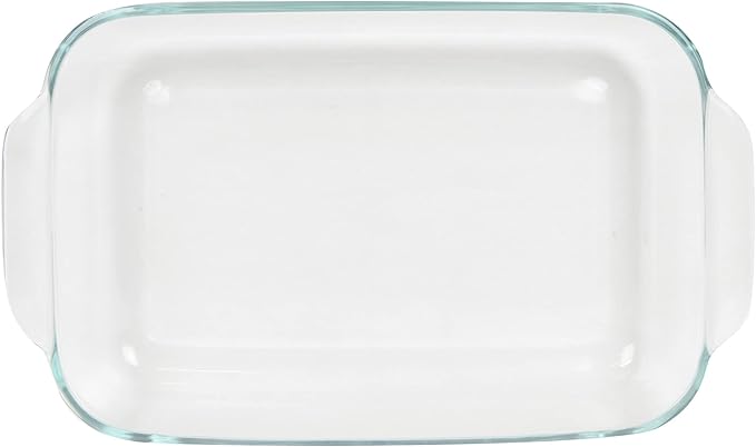 Pyrex 232 Basics Square Glass Baking Dish, 2-Quart (13inx7.75inx2.5in) Clear Glass Oven Bakeware – Perfect for Sweet Rolls, Brownies, Cakes and so much More - Made in the USA