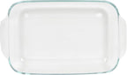 Pyrex 232 Basics Square Glass Baking Dish, 2-Quart (13inx7.75inx2.5in) Clear Glass Oven Bakeware – Perfect for Sweet Rolls, Brownies, Cakes and so much More - Made in the USA