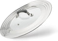 Universal Pans Pots Lid Cover Fit All 8.25 Inch to 12 Inch Pots/Pans/Woks Stainless Steel and Glass Lid with Heat Resistant Knob, Gray