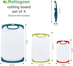 Cutting Boards for Kitchen, Plastic Chopping Board Set of 4 with Non-Slip Feet and Deep Drip Juice Groove, Easy Grip Handle, Dishwasher Safe