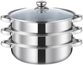 Steamer Pot for Cooking 11 inch, Steamer Pots 3-tier Multipurpose Stainless Steel Steam Pot Cookware with Handle for Vegetable