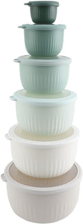 COOK WITH COLOR Prep Bowls with Lids- Wide and Deep Nesting Plastic Small Mixing Bowl Set with Lids, 12 Piece Set - Deep Bowls, Green