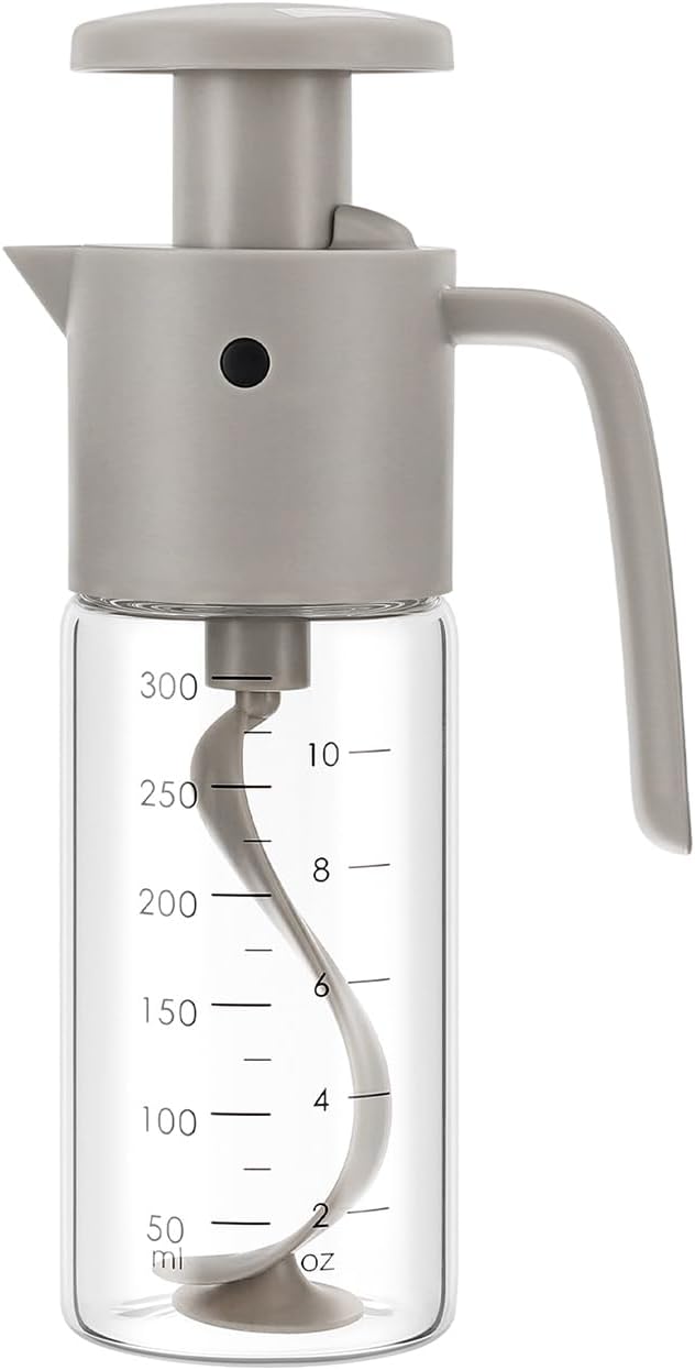Vucchini Salad Dressing Cruet Salad Dressing Mixer Bottle Salad Dressing Shaker 10oz Homemade-Leak Proof Glass salad cups Juice Storage Ketchup, Gray
