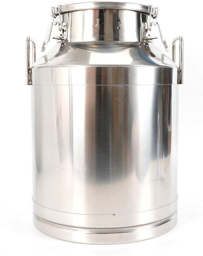 304 Stainless Steel Milk Can Large 12L-60L Capacity Milk Bucket Ice Buckets Bar Tools Wine Pail Bucket Milk Can Tote Jug with Sealed Lid Heavy Duty for Milk and Wine Liquid Storage (50L)