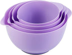BoxedHome Nesting Plastic Mixing Bowl Set, 4 Piece Mixing Bowl Set with Pour Spouts, Size 1.7, 2.5, 3.5 and 4.5qt, for Prepping, Mixing, Baking, Cooking(2023 New Version, Purple)